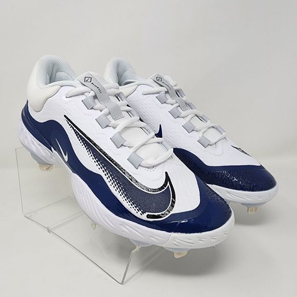 Nike Baseball Cleats Mens 9 White Alpha Huarache React Elite 4 Low Logo Lace Up - Picture 1 of 8